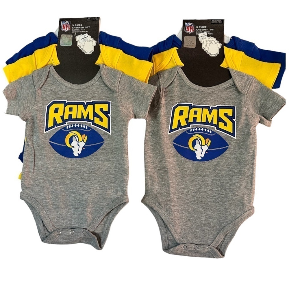 2 three pack sets NFL licensed Rams Infant 6 total onesie Bodysuits NWT